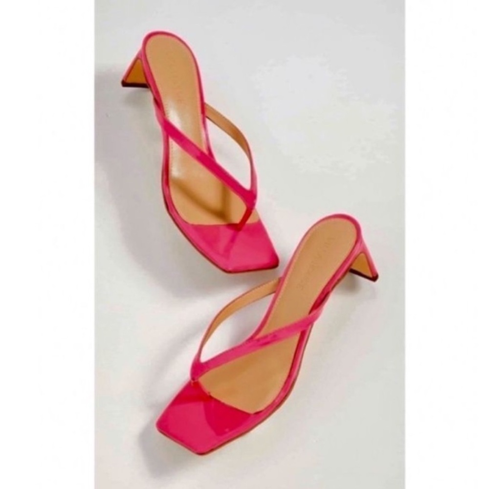 Villa Rouge Leather Square Toe Heels in Pink.
